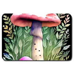 Mushroom Foraging In The Woods Large Doormat by GardenOfOphir