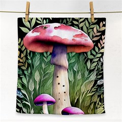 Mushroom Foraging In The Woods Face Towel by GardenOfOphir