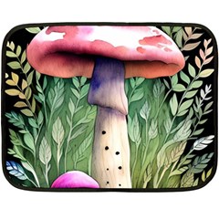 Mushroom Foraging In The Woods One Side Fleece Blanket (mini) by GardenOfOphir