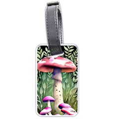 Mushroom Foraging In The Woods Luggage Tag (one Side) by GardenOfOphir