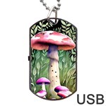 Mushroom Foraging In The Woods Dog Tag USB Flash (Two Sides) Front