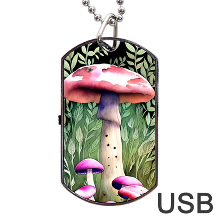 Mushroom Foraging In The Woods Dog Tag USB Flash (Two Sides)