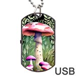 Mushroom Foraging In The Woods Dog Tag USB Flash (Two Sides) Back