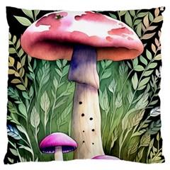 Mushroom Foraging In The Woods Large Cushion Case (two Sides) by GardenOfOphir