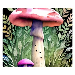 Mushroom Foraging In The Woods Premium Plush Fleece Blanket (small) by GardenOfOphir