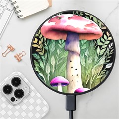 Mushroom Foraging In The Woods Wireless Fast Charger(black) by GardenOfOphir