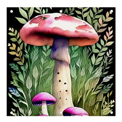 Mushroom Foraging In The Woods Banner And Sign 4  X 4  by GardenOfOphir