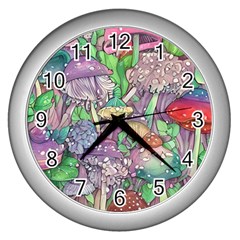 Vintage Mushroom Garden Wall Clock (silver) by GardenOfOphir