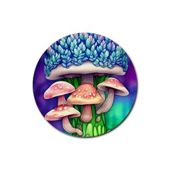 Fairy Mushroom In The Forest Rubber Coaster (round) by GardenOfOphir