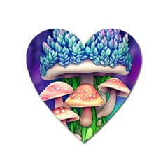 Fairy Mushroom In The Forest Heart Magnet by GardenOfOphir