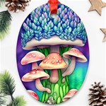 Fairy Mushroom In The Forest Oval Ornament (Two Sides) Back