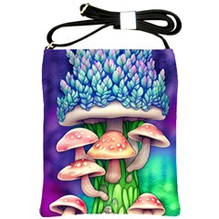 Fairy Mushroom In The Forest Shoulder Sling Bag by GardenOfOphir