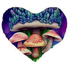 Fairy Mushroom In The Forest Large 19  Premium Flano Heart Shape Cushions by GardenOfOphir