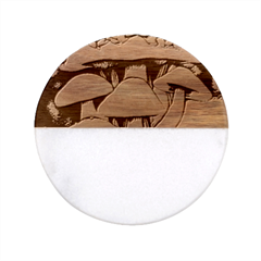 Fairy Mushroom In The Forest Classic Marble Wood Coaster (round)  by GardenOfOphir