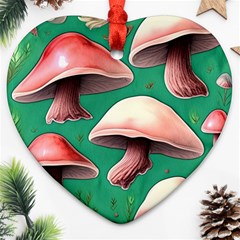 Forest Mushrooms Ornament (Heart)