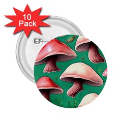 Forest Mushrooms 2.25  Buttons (10 pack) 