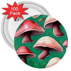 Forest Mushrooms 3  Buttons (100 pack) 