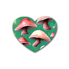 Forest Mushrooms Rubber Heart Coaster (4 Pack) by GardenOfOphir