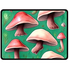 Forest Mushrooms One Side Fleece Blanket (large) by GardenOfOphir