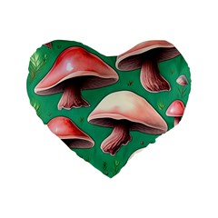 Forest Mushrooms Standard 16  Premium Flano Heart Shape Cushions by GardenOfOphir