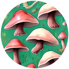 Forest Mushrooms Wooden Puzzle Round