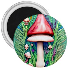 Vintage Forest Mushrooms 3  Magnets by GardenOfOphir