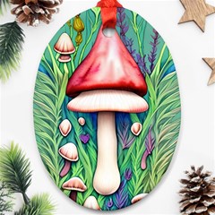 Vintage Forest Mushrooms Ornament (oval) by GardenOfOphir