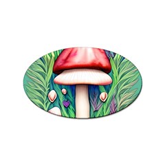 Vintage Forest Mushrooms Sticker (oval)