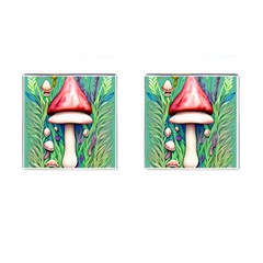 Vintage Forest Mushrooms Cufflinks (square) by GardenOfOphir