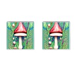 Vintage Forest Mushrooms Cufflinks (Square) Front(Pair)