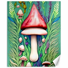 Vintage Forest Mushrooms Canvas 16  X 20  by GardenOfOphir