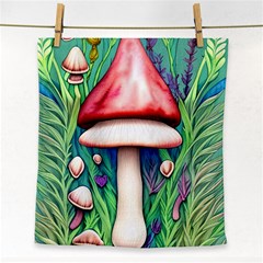 Vintage Forest Mushrooms Face Towel by GardenOfOphir