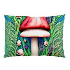 Vintage Forest Mushrooms Pillow Case (two Sides) by GardenOfOphir