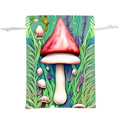 Vintage Forest Mushrooms Lightweight Drawstring Pouch (xl) by GardenOfOphir