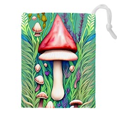 Vintage Forest Mushrooms Drawstring Pouch (5xl) by GardenOfOphir