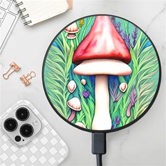 Vintage Forest Mushrooms Wireless Fast Charger(black) by GardenOfOphir