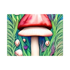 Vintage Forest Mushrooms One Side Premium Plush Fleece Blanket (mini) by GardenOfOphir