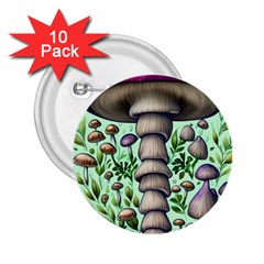 Forest Mushrooms 2 25  Buttons (10 Pack)  by GardenOfOphir