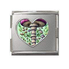 Forest Mushrooms Mega Link Heart Italian Charm (18mm) by GardenOfOphir