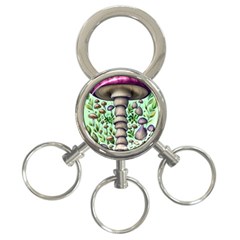 Forest Mushrooms 3-ring Key Chain by GardenOfOphir