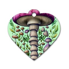 Forest Mushrooms Dog Tag Heart (one Side) by GardenOfOphir