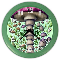 Forest Mushrooms Color Wall Clock by GardenOfOphir