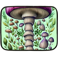 Forest Mushrooms One Side Fleece Blanket (mini) by GardenOfOphir