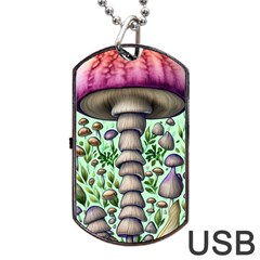 Forest Mushrooms Dog Tag Usb Flash (two Sides) by GardenOfOphir