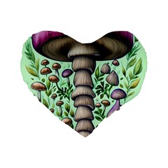 Forest Mushrooms Standard 16  Premium Flano Heart Shape Cushions by GardenOfOphir