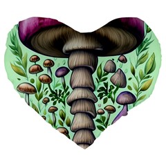 Forest Mushrooms Large 19  Premium Flano Heart Shape Cushions by GardenOfOphir