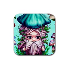 Witchy Forest Mushrooms Rubber Coaster (Square)