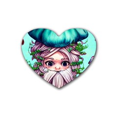 Witchy Forest Mushrooms Rubber Coaster (Heart)