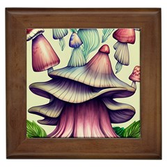 Antique Forest Mushrooms Framed Tile by GardenOfOphir