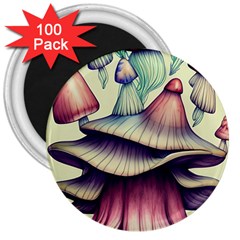 Antique Forest Mushrooms 3  Magnets (100 Pack) by GardenOfOphir